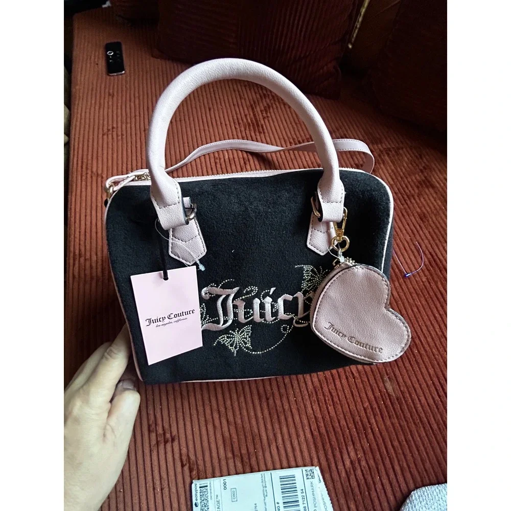 Juicy Couture Satchel Women's Size Med  Black‎ New Rhinestone Butterfly